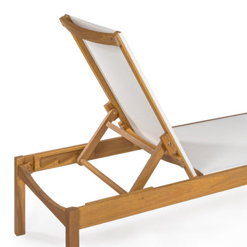 Lagunan 77.56"x26.38" Modern Minimalist Adjustable Acacia Wood Chaise Outdoor Lounge Chair - JONATHAN Y
